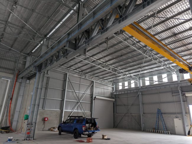 A workshop with an air line installation.